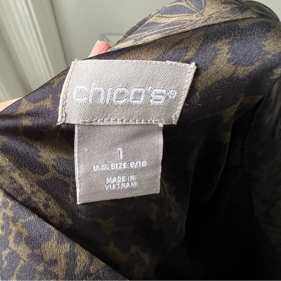 Chico's Womens Mixed Patterns Utility Midi Shirtdress Olive Size 1 M - Picture 5 of 6